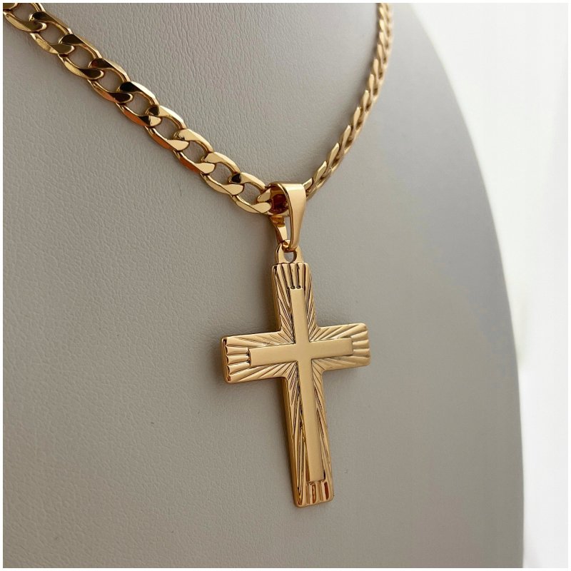 ZŁOTY ŁAŃCUSZEK MĘSKI PANCERKA+KRZYŻYK 18K 55CM PREZENT DLA NIEGO + GRATISY