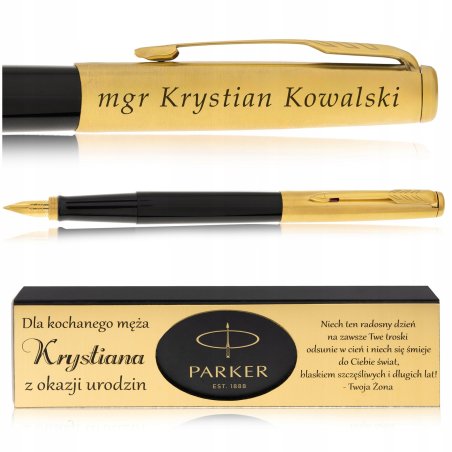PIÓRO WIECZNE PARKER JOTTER CZARNE 24K + GRAWER PREZENT DLA NIE I DLA NIEGO