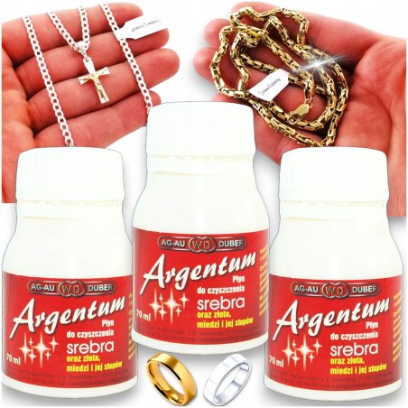 5x PLYN DO CZYSZCZENIA SREBRA, ZŁOTA ARGENTUM / DUŻY / MOCNY SKUTECZNY 70ML
