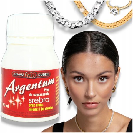 PLYN DO CZYSZCZENIA SREBRA, ZŁOTA ARGENTUM / DUŻY / MOCNY / SKUTECZNY 70 ML
