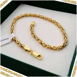 ZŁOTA BRANSOLETKA DLA KOBIETY SPLOT KRÓLEWSKI 18cm SREBRO 925/585 + GRATISY