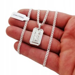 MĘSKI SREBRNY ŁAŃCUSZEK BISMARK+MEDALIK 925 PREZENT DLA MĘŻCZYZNY MĘŻA TATY