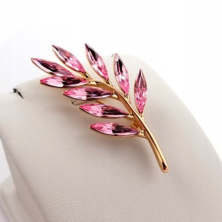 ZŁOTA BROSZKA ROSE CRYSTAL 18K PREZENT DLA NAUCZYCIELA ZAKOŃCZENIE ROKU