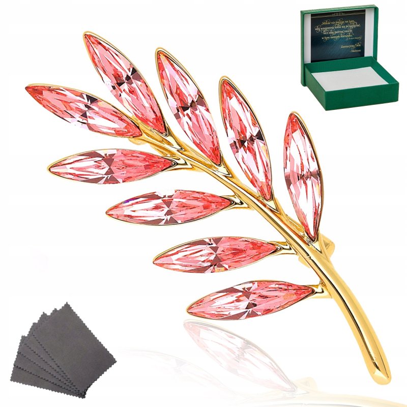 ZŁOTA BROSZKA ROSE CRYSTAL 18K PREZENT DLA NAUCZYCIELA ZAKOŃCZENIE ROKU