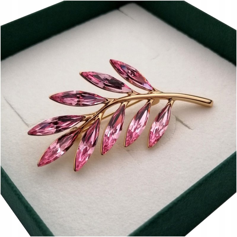 ZŁOTA BROSZKA ROSE CRYSTAL 18K PREZENT DLA NAUCZYCIELA ZAKOŃCZENIE ROKU
