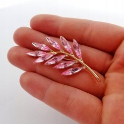 ZŁOTA BROSZKA ROSE CRYSTAL 18K PREZENT DLA NAUCZYCIELA ZAKOŃCZENIE ROKU