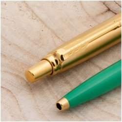 ZŁOTY DŁUGOPIS PARKER JOTTER ZIELONY 24 KARATY + PUDEŁKO Z DEDYKACJĄ GRAWER