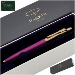 ZŁOTY DŁUGOPIS PARKER JOTTER MAGENTA 24 KARATY + PUDEŁKO Z DEDYKACJĄ GRAWER