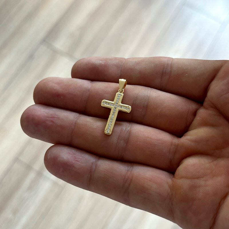 PIĘKNY SREBRNY KRZYŻYK KOMUNIJNY RODOWANY 925 PAMIĄTKA I KOMUNII ŚWIĘTEJ