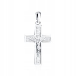 PIĘKNY SREBRNY KRZYŻYK KOMUNIJNY RODOWANY 925 DIAMENTOWANY KRZYŻ NA PREZENT