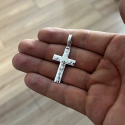ELEGANCKI SREBRNY DIAMENTOWANY KRZYŻYK RODOWANY 925 PREZENT DLA DZIEWCZYNKI