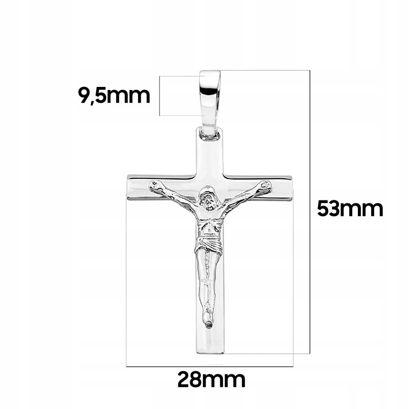 ELEGANCKI SREBRNY DIAMENTOWANY KRZYŻYK RODOWANY 925 PREZENT DLA CHŁOPCA