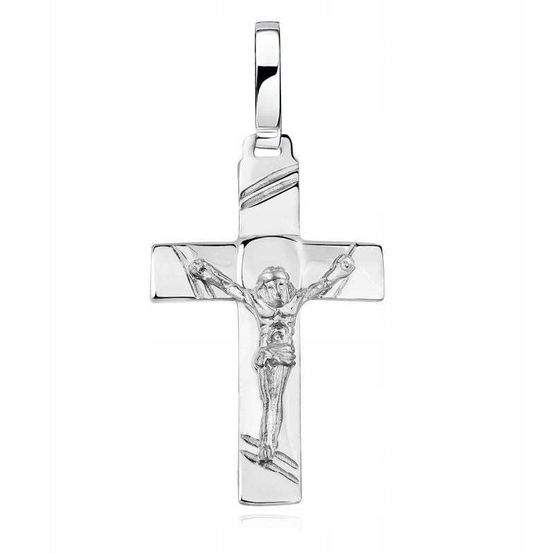 ELEGANCKI SREBRNY DIAMENTOWANY KRZYŻYK RODOWANY 925 PREZENT DLA DZIEWCZYNKI