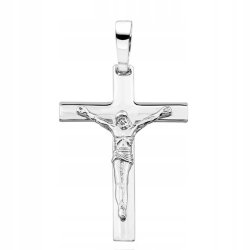 ELEGANCKI SREBRNY DIAMENTOWANY KRZYŻYK RODOWANY 925 PREZENT DLA CHŁOPCA
