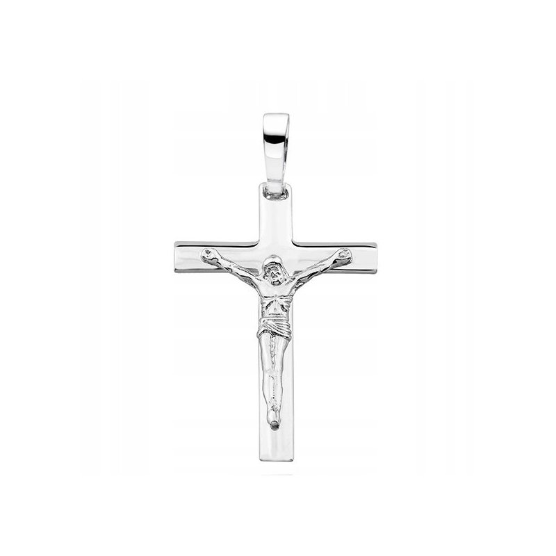 ELEGANCKI SREBRNY DIAMENTOWANY KRZYŻYK RODOWANY 925 PREZENT DLA CHŁOPCA