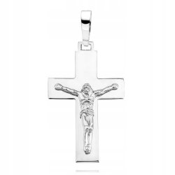 ELEGANCKI SREBRNY DIAMENTOWANY KRZYŻYK RODOWANY PR. 925 PREZENT NA ROCZEK