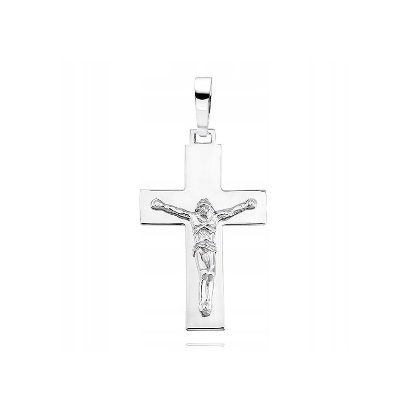 ELEGANCKI SREBRNY DIAMENTOWANY KRZYŻYK RODOWANY PR. 925 PREZENT NA ROCZEK