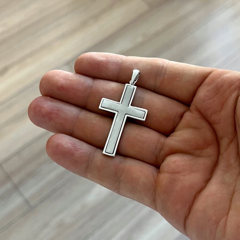 PIĘKNY SREBRNY RODOWANY KRZYŻYK DIAMENTOWANY 925 NA KOMUNIĘ CHRZEST ROCZEK
