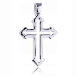 ELEGANCKI SREBRNY KRZYŻYK KOMUNIJNY 925 RODOWANY KRZYŻ DIAMENTOWANY CHRZEST