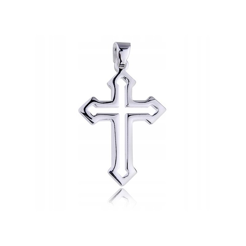 ELEGANCKI SREBRNY KRZYŻYK KOMUNIJNY 925 RODOWANY KRZYŻ DIAMENTOWANY CHRZEST
