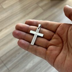 SREBRNY DAMSKI DUŻY RODOWANY KRZYŻ DIAMENTOWANY PR 925 DLA MAMY CÓRKI BABCI