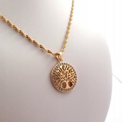 DAMSKI KOMPLET NASZYJNIK + ZAWIESZKA DRZEWKO CYRKONIE+KOLCZYKI 18K DLA NIEJ