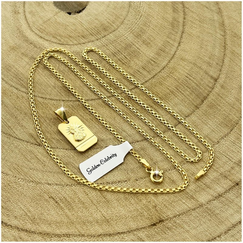 ELEGANCKI DAMSKI ŁAŃCUSZEK + ZAWIESZKA MEDALIK 925/585 PREZENT DLA NIEJ 14K