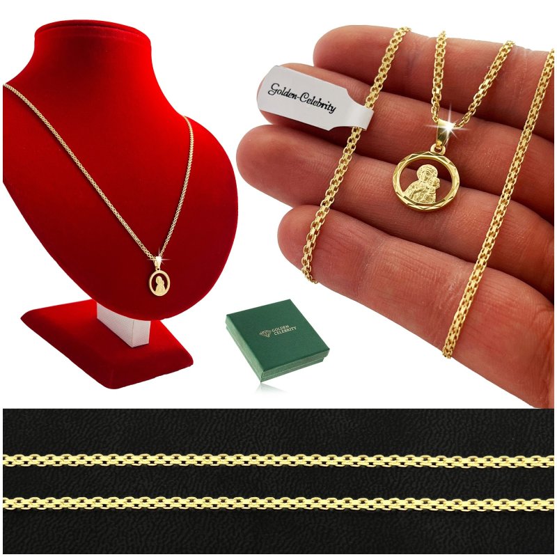 ELEGANCKI ZŁOTY ŁAŃCUSZEK Z MEDALIKIEM SREBRO 925/585 ZŁOTO 14K + DEDYKACJA