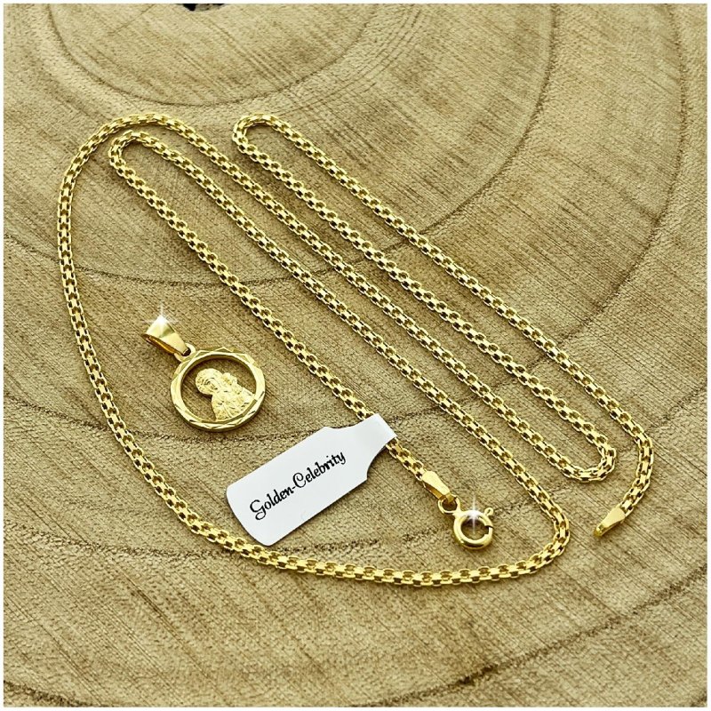 ELEGANCKI ZŁOTY ŁAŃCUSZEK Z MEDALIKIEM SREBRO 925/585 ZŁOTO 14K + DEDYKACJA