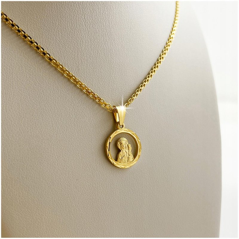 ELEGANCKI ZŁOTY ŁAŃCUSZEK Z MEDALIKIEM SREBRO 925/585 ZŁOTO 14K + DEDYKACJA