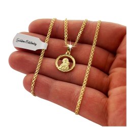 ELEGANCKI ZŁOTY ŁAŃCUSZEK Z MEDALIKIEM SREBRO 925/585 ZŁOTO 14K + DEDYKACJA