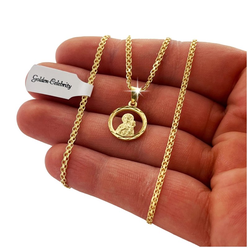 ELEGANCKI ZŁOTY ŁAŃCUSZEK Z MEDALIKIEM SREBRO 925/585 ZŁOTO 14K + DEDYKACJA