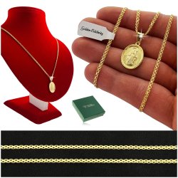 DAMSKI ZŁOTY ŁAŃCUSZEK BISMARK + WISIOREK MEDALIK 925 / 585 14K + DEDYKACJA