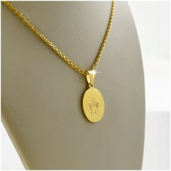 DAMSKI ZŁOTY ŁAŃCUSZEK BISMARK + WISIOREK MEDALIK 925 / 585 14K + DEDYKACJA