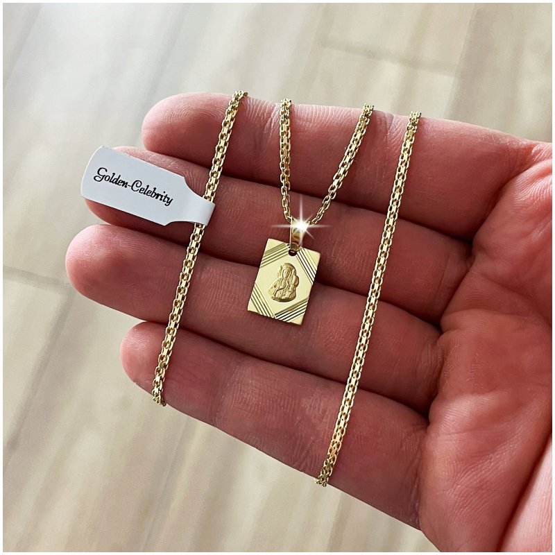PIĘKNY DAMSKI ŁAŃCUSZEK + MEDALIK MARYJA + DEDYKACJA + GRATISY 60 CM / 2 MM