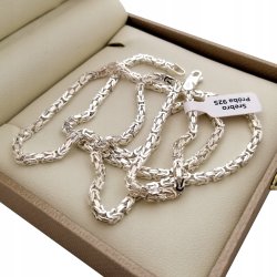 SREBRNY ŁAŃCUSZEK MĘSKI SPLOT KRÓLEWSKI 45 CM SREBRO 925 + GRATISY + GRAWER
