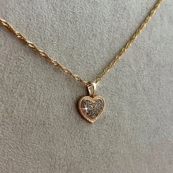 ZŁOTY NASZYJNIK SERCE STAL CHIRURGICZNA CYRKONIA 18K PREZENT DLA MAMY 55 CM