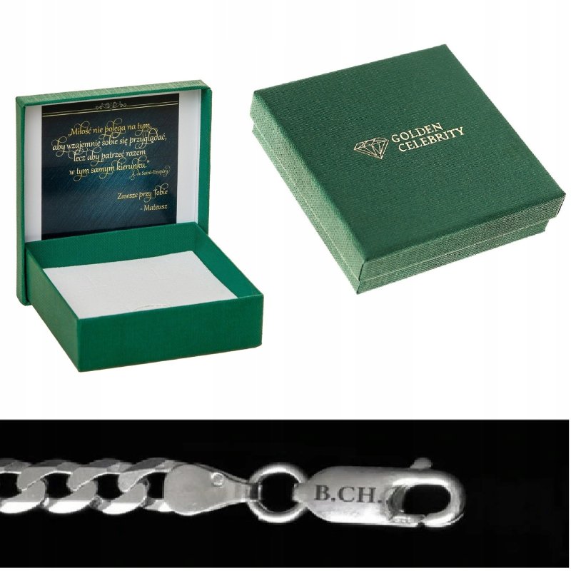 SREBRNA BRANSOLETA MĘSKA DIAMENTOWANA 24cm/6mm PANCERKA SREBRO 925 + GRAWER