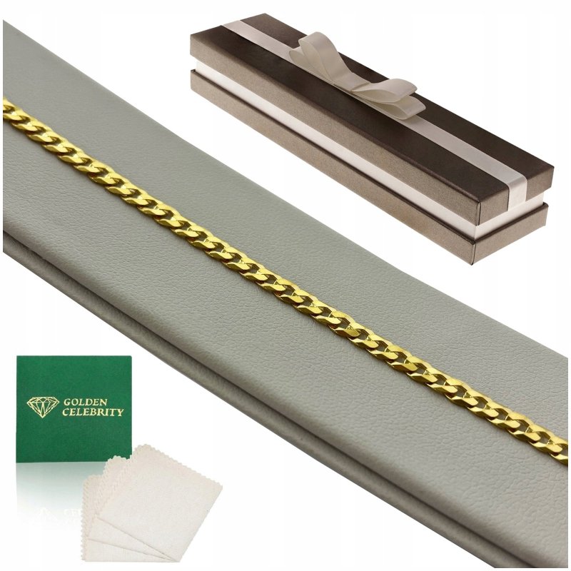 ELEGANCKA BRANSOLETKA ZŁOTA DAMSKA PANCERKA 20cm/4mm SREBRO 925/585 PREZENT