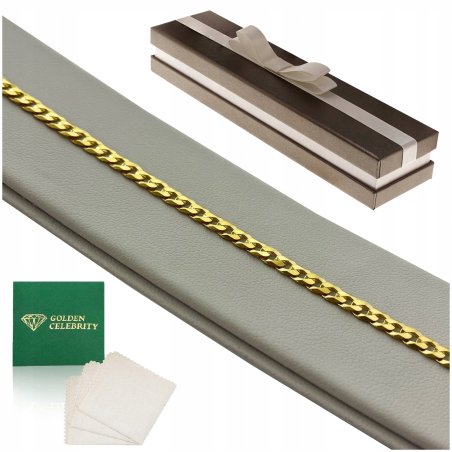 ELEGANCKA BRANSOLETKA ZŁOTA DAMSKA PANCERKA 20cm/4mm SREBRO 925/585 PREZENT