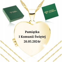 ZŁOTY ŁAŃCUSZEK + SEKRETNIK SERCE PR 925/585 14K DLA DZIEWCZYNKI NA KOMUNIĘ