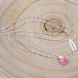 SREBRNY NASZYJNIK SERDUSZKO SWAROVSKI 925 ŁAŃCUSZEK ZAWIESZKA DLA CIOCI