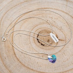 SREBRNY NASZYJNIK SERDUSZKO SWAROVSKI 925 ŁAŃCUSZEK ZAWIESZKA DLA CIOCI