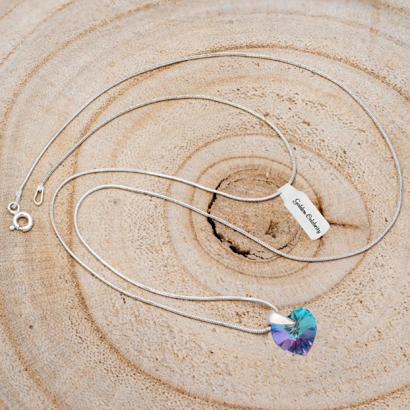 SREBRNY NASZYJNIK SERDUSZKO SWAROVSKI 925 ŁAŃCUSZEK ZAWIESZKA DLA BABCI