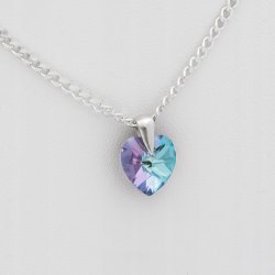 SREBRNY ŁAŃCUSZEK SERDUSZKO SWAROVSKI 925 NASZYJNIK ZAWIESZKA DLA CIOCI