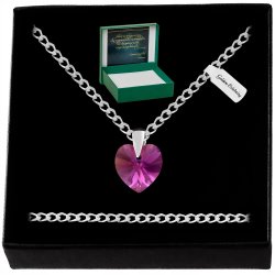 SREBRNY ŁAŃCUSZEK SERCE SWAROVSKI 925 NASZYJNIK ZAWIESZKA PREZENT DLA BABCI