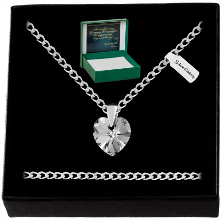 SREBRNY ŁAŃCUSZEK SERDUSZKO SWAROVSKI 925 NASZYJNIK ZAWIESZKA DLA NIEJ
