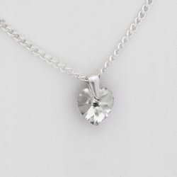 SREBRNY ŁAŃCUSZEK SERDUSZKO SWAROVSKI 925 NASZYJNIK ZAWIESZKA DLA NIEJ