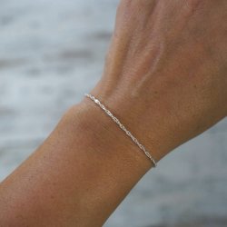 PIĘKNA SREBRNA BRANSOLETKA SINGAPUR 925 LŚNIĄCA 16 CM DLA DZIEWCZYNKI
