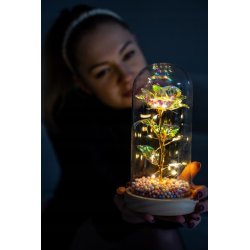 PIĘKNY SREBRNY ŁAŃCUSZEK Z SERCEM 925 + RÓŻA WIECZNA PREZENT DLA MAMY BABCI